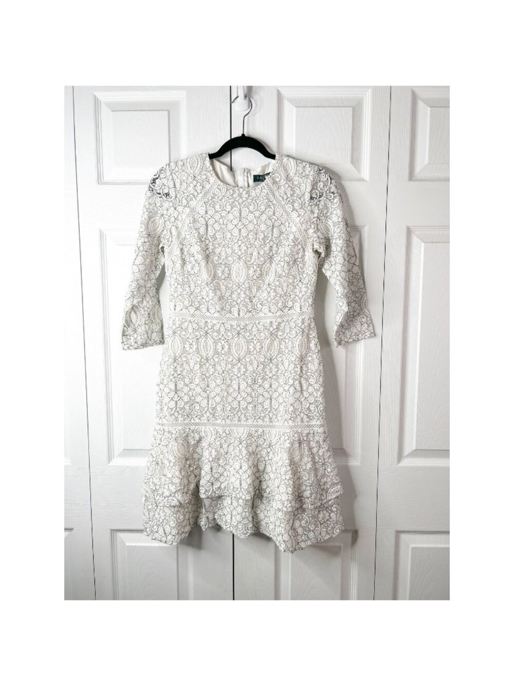 Lauren Ralph Lauren Halima White Lace Long Sleeve Mini Dress Women's Size 2
